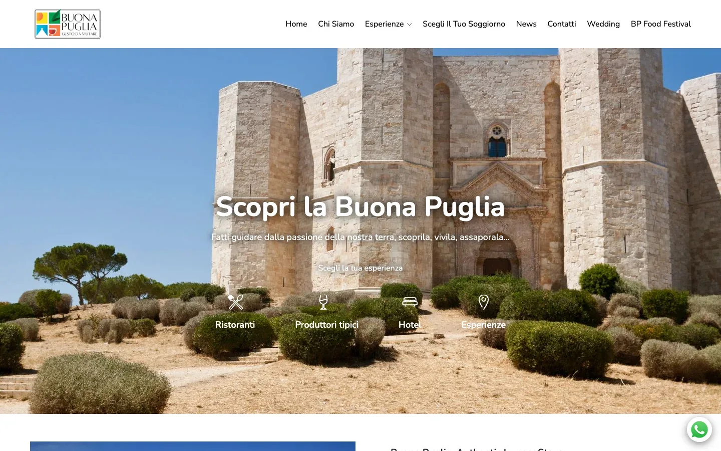 Il sito di Buona Puglia realizzato da Moviweb: home page, versione desktop