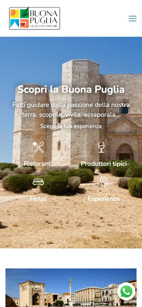 Il sito di Buona Puglia realizzato da Moviweb: versione da telefono