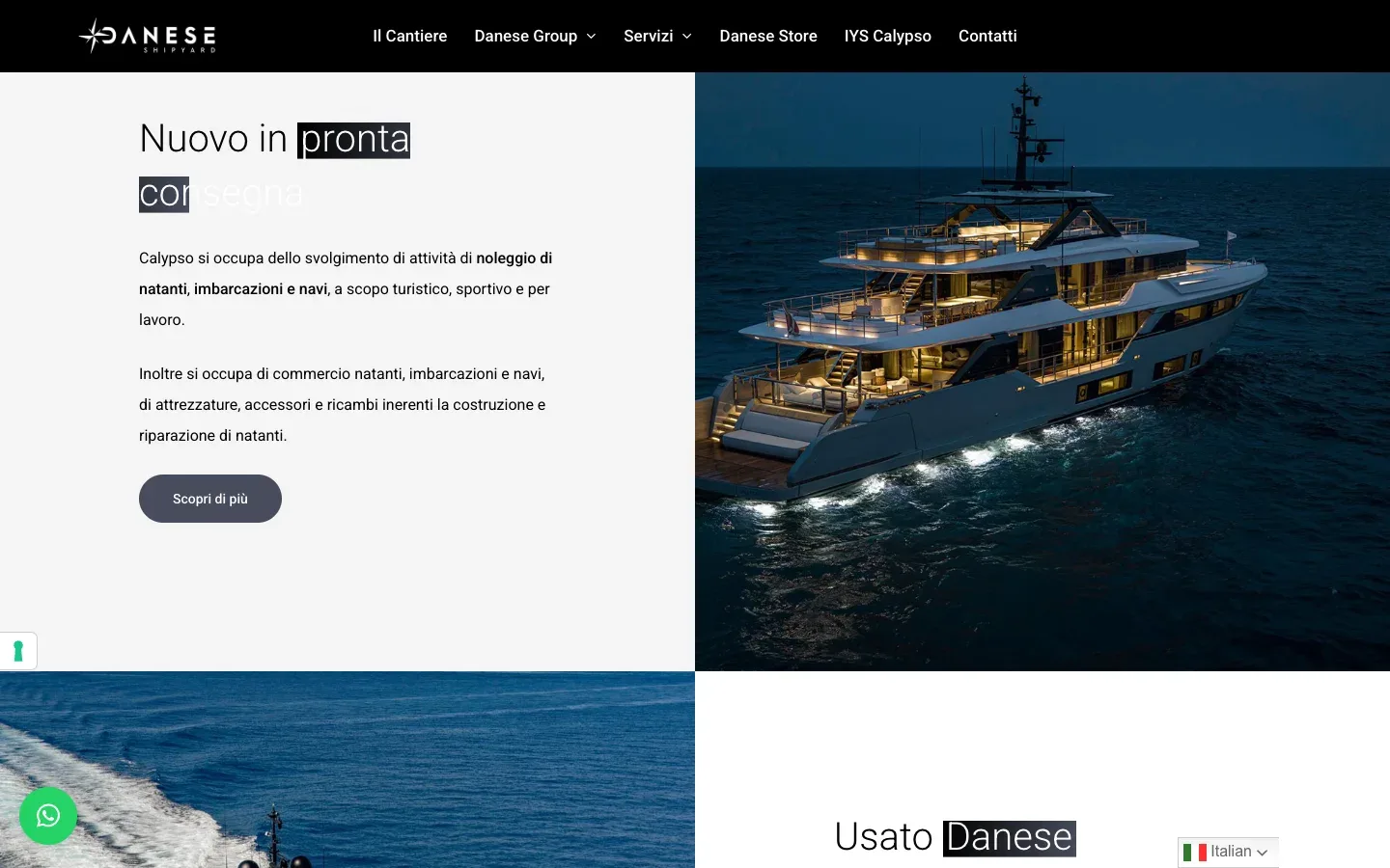 Il sito di Gruppo Danese realizzato da Moviweb: una sezione della home page