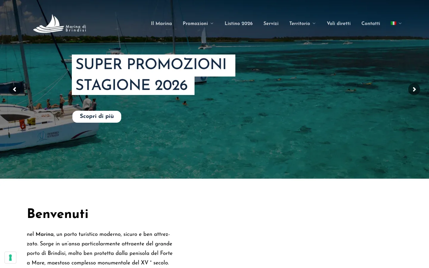 Il sito di Marina di Brindisi realizzato da Moviweb: home page, versione desktop