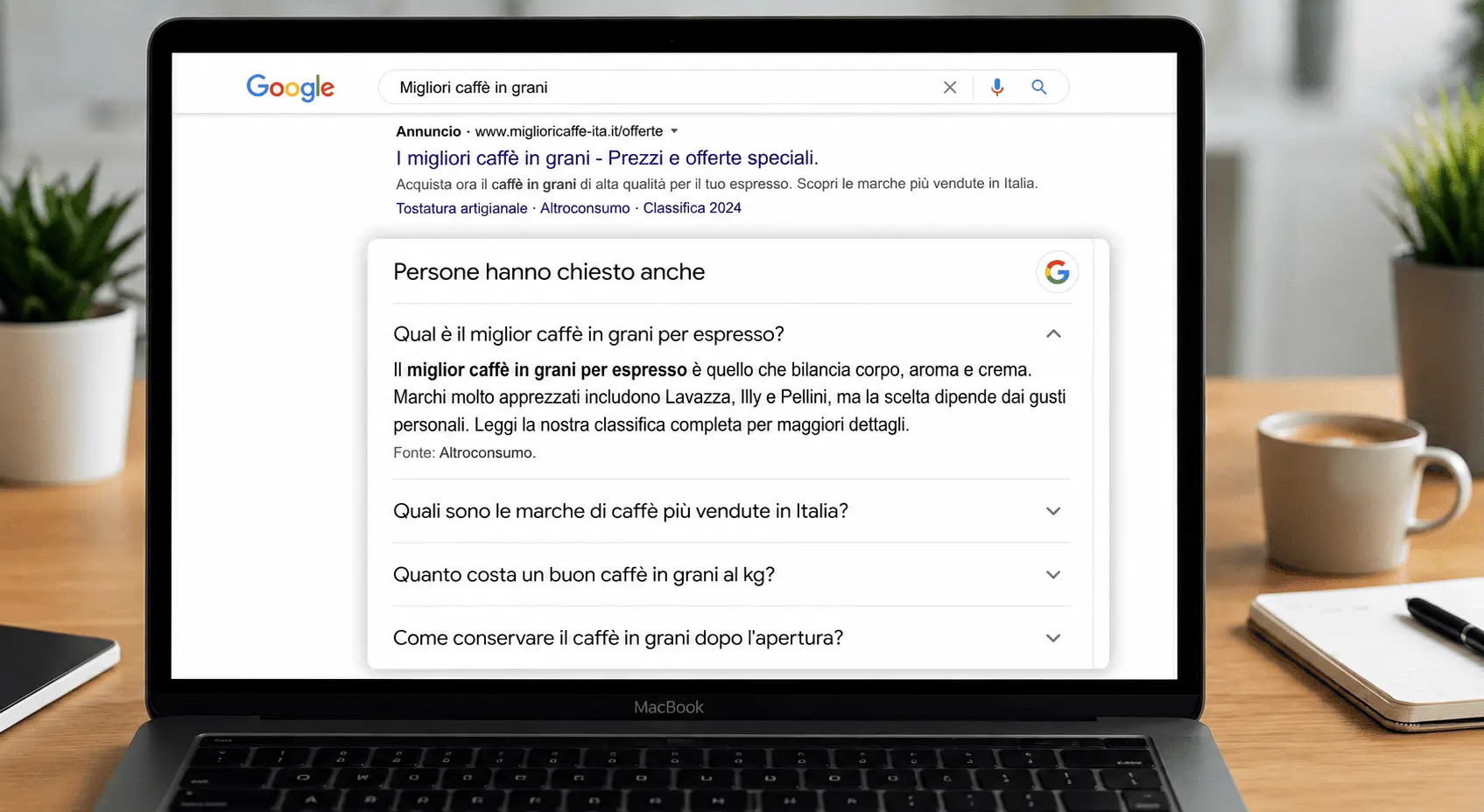 Osserva i featured snippet e le People Also Ask